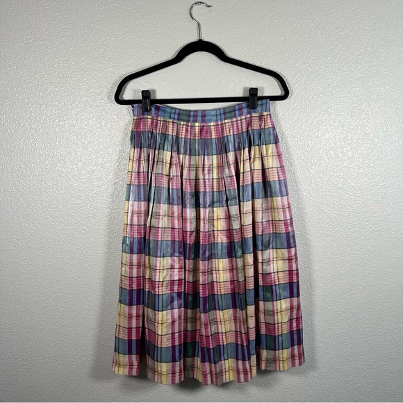J. Crew Pleated Midi Skirt In Shimmering Plaid Women’s 4 - Picture 2 of 8